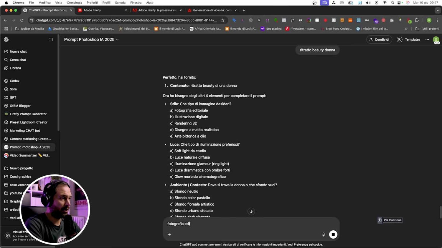 chat gpt generato: l'assistente per prompt in photoshop e firefly