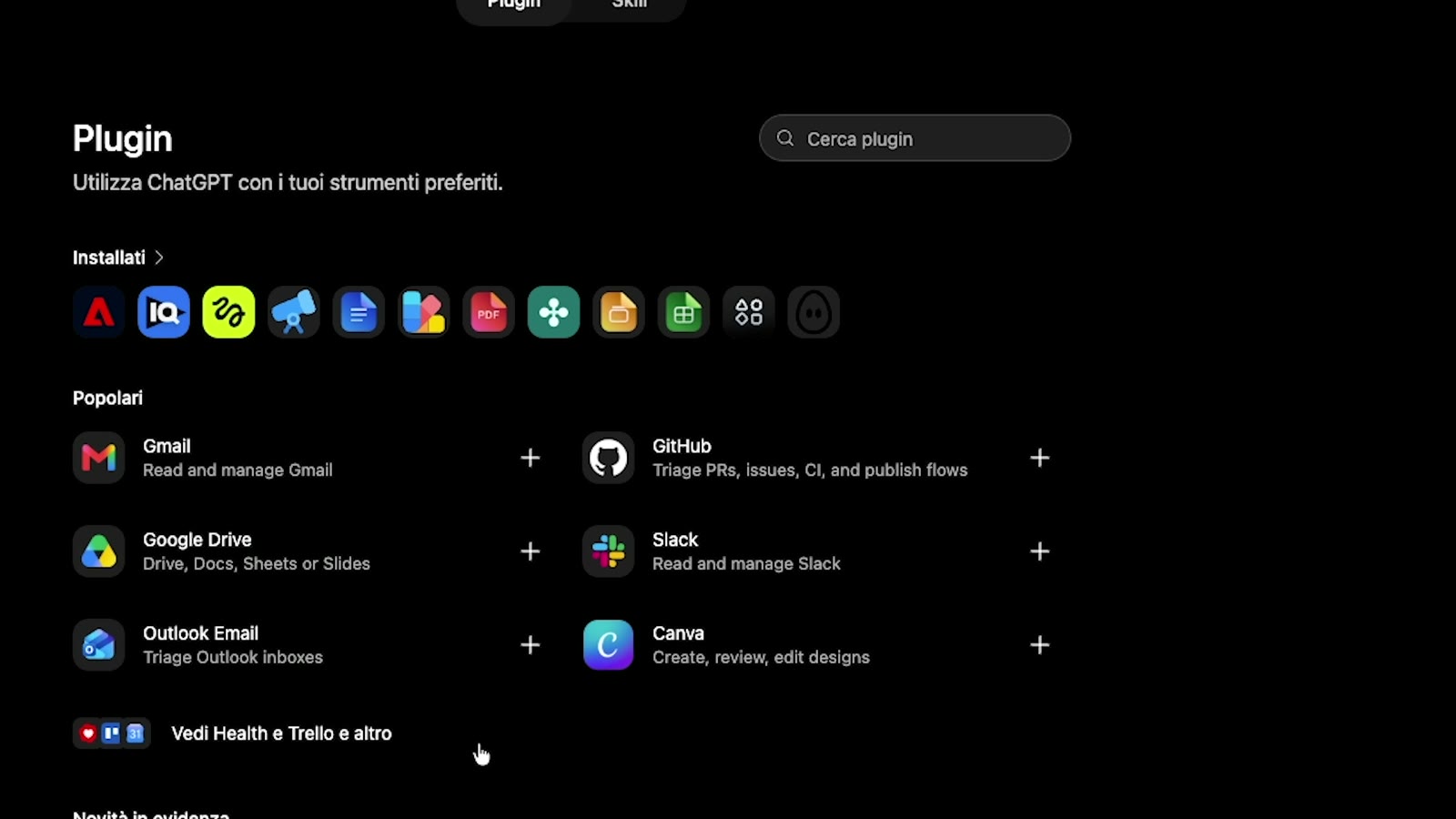 Pagina Plugin di ChatGPT con il plugin Higgsfield installato